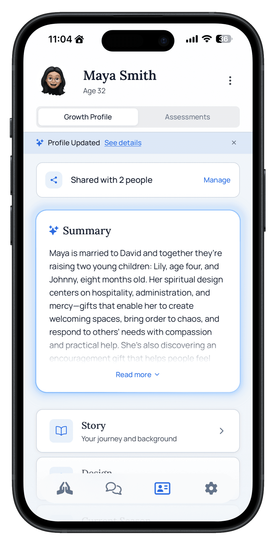 The Ediphai mobile app — Growth Profile